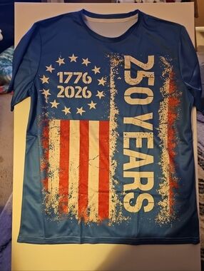 Adult XL Blue 250 Years Graphic Tee Dri FIT NEW NO TAG